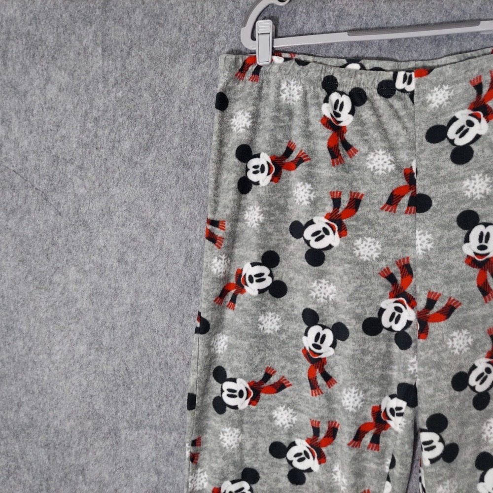 Disney Women Pajama Pants Plus 1X Holiday Mickey Mouse Christmas Fleece Pull On - Picture 2 of 9